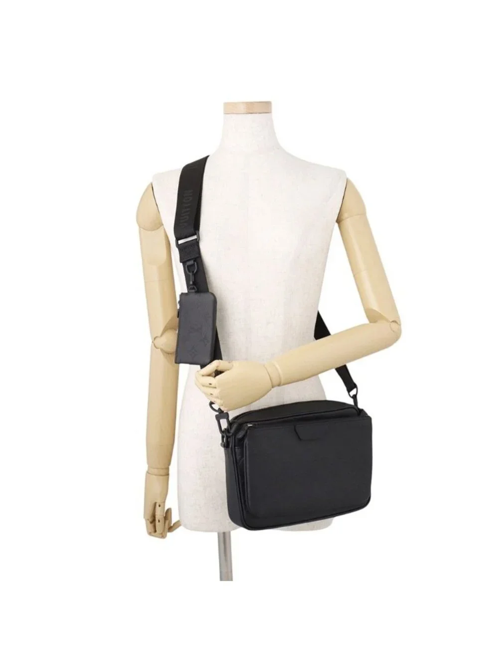 Louis Vuitton Shoulder Bag Monogram Shadow Trio Messenger M Black